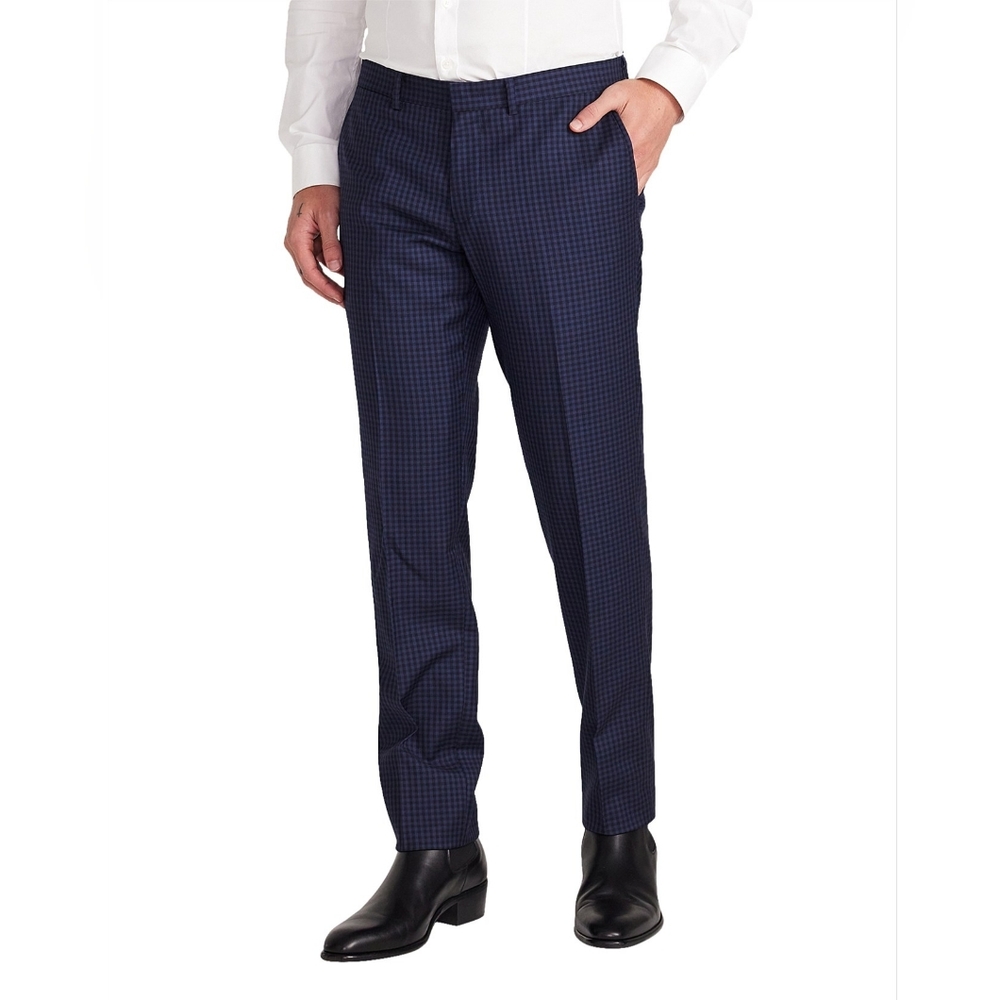 Tiger Of Sweden Designer Mens Gingham Dark Blue Tailored Dress Pants Mens US44 R